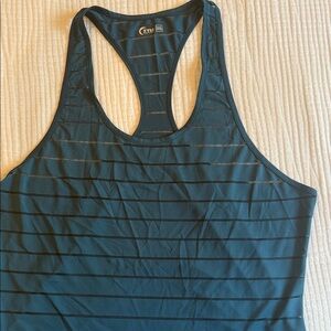 Teal Striped Racerback Tank Top